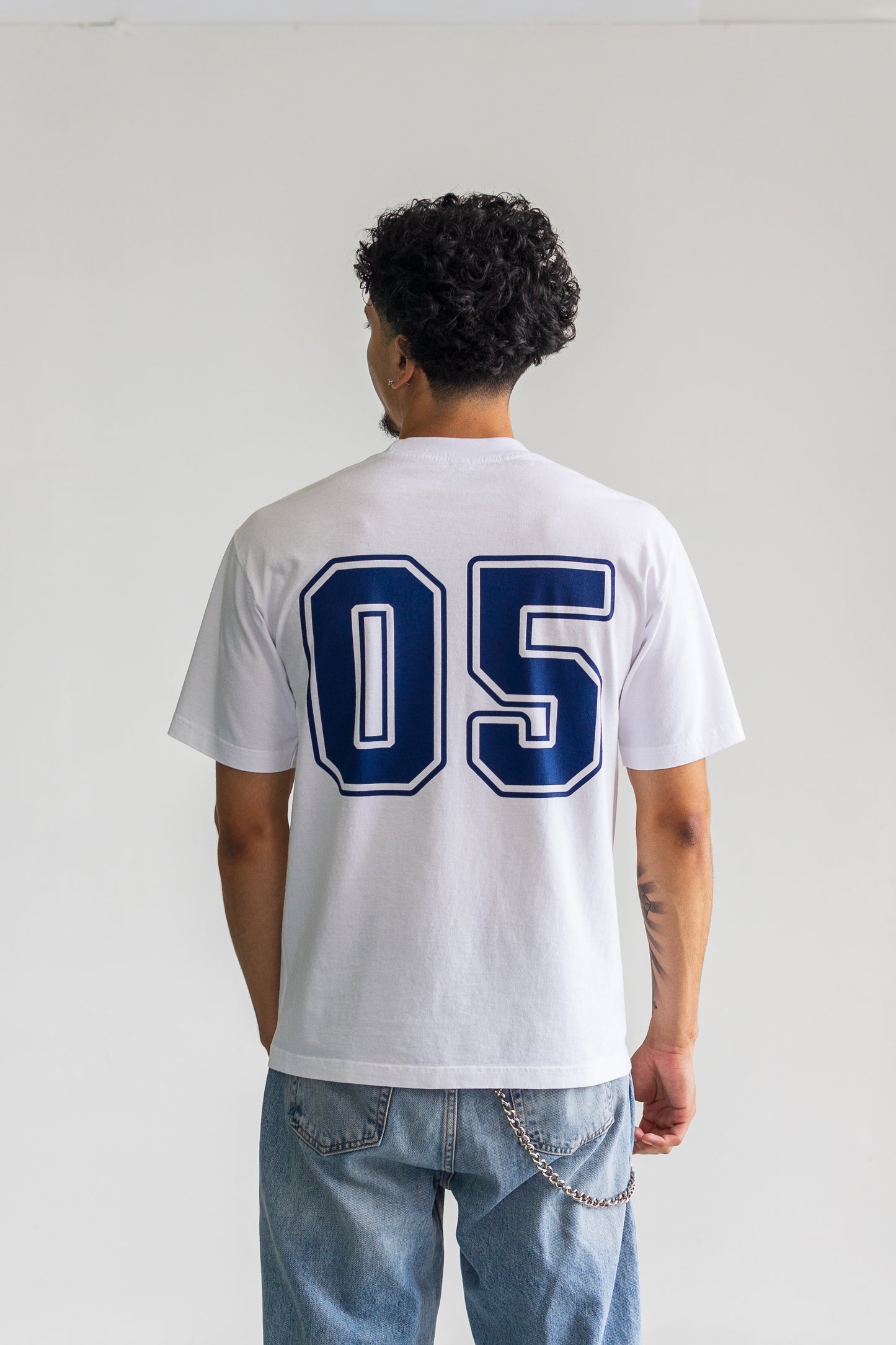 White Miles Bleu Jersey Tee