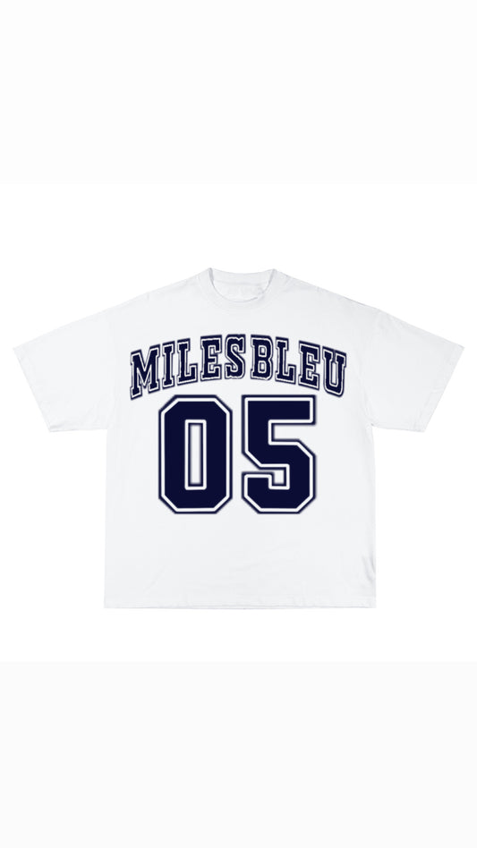 White Miles Bleu Jersey Tee