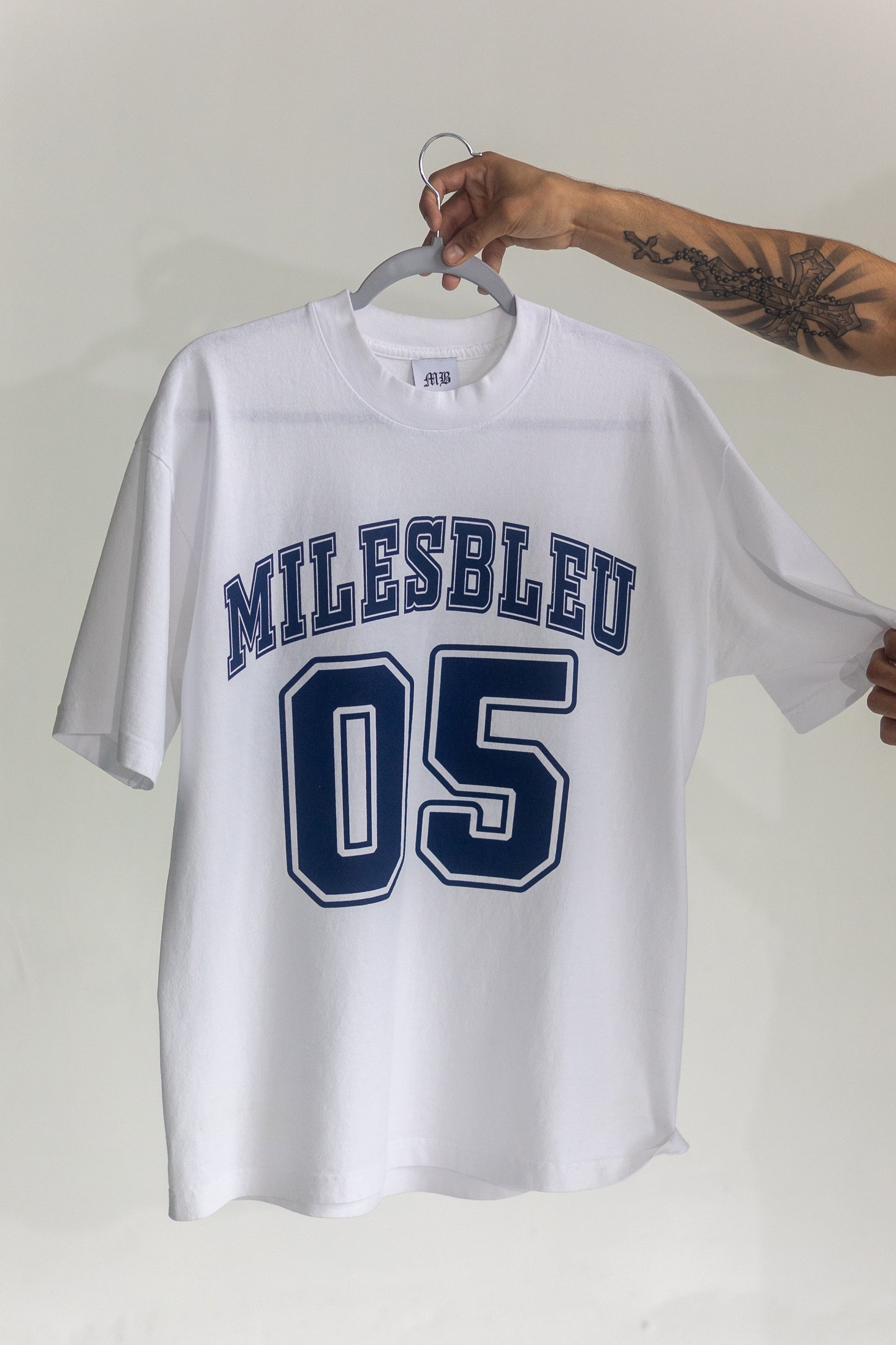 White Miles Bleu Jersey Tee